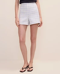 Ann Taylor The Petite Side Zip Short Tweed White/Blue Multi Women's