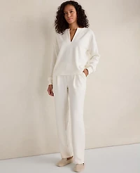 Ann Taylor Haven Well Within Double Knit Pleated Pants Ivory Women's