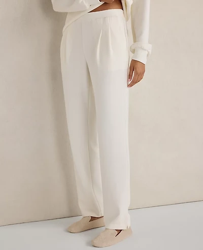 Ann Taylor Haven Well Within Double Knit Pleated Pants Ivory Women's
