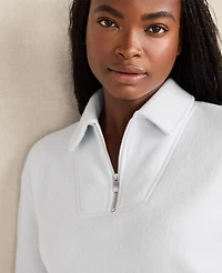 Ann Taylor Haven Well Within Comfort Fleece Quarter-Zip Pullover Glacier Freeze Women's