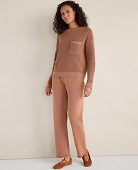 Ann Taylor Haven Well Wthin Cotton Shaker Stitch Pocket Crewneck Smokey Rose Women's