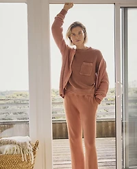 Ann Taylor Haven Well Wthin Cotton Shaker Stitch Pocket Crewneck Smokey Rose Women's