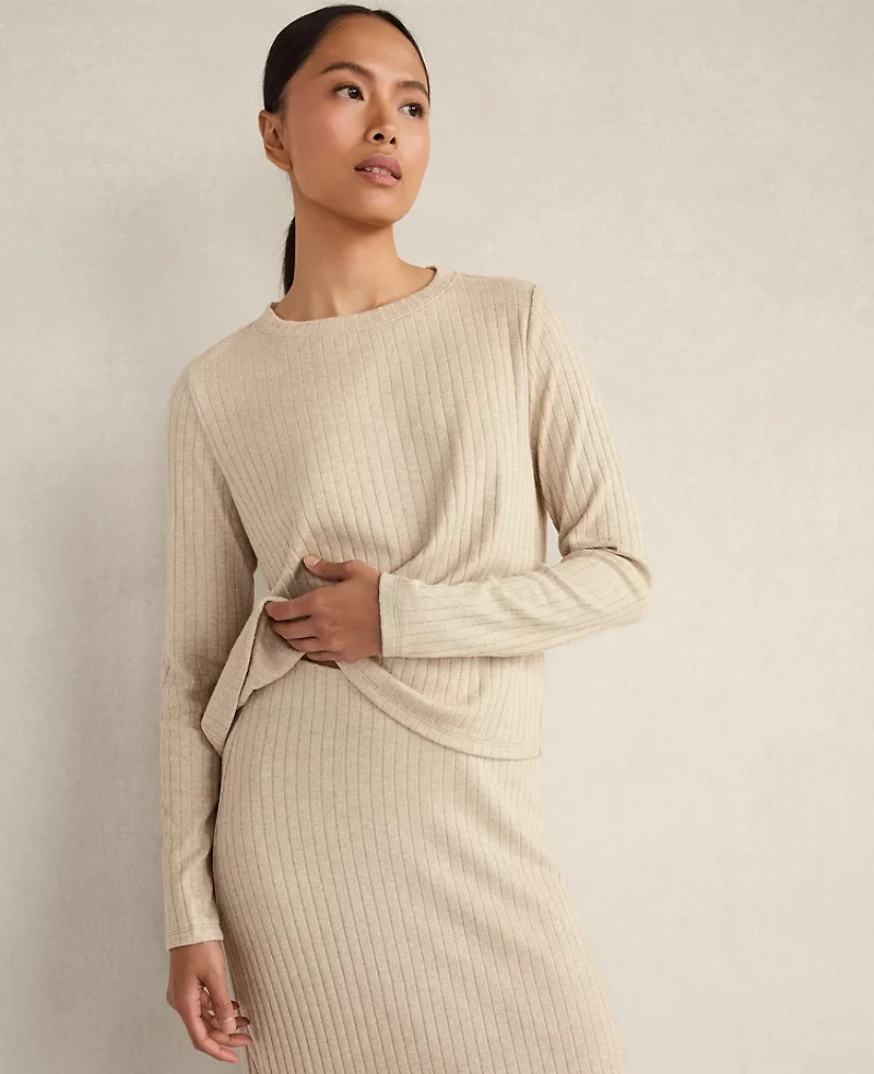 Ann Taylor Haven Well Within Lurex Rib Knit Top Champagne Metallic Women's