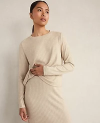 Ann Taylor Haven Well Within Lurex Rib Knit Top Champagne Metallic Women's