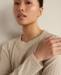 Ann Taylor Haven Well Within Lurex Rib Knit Top Champagne Metallic Women's