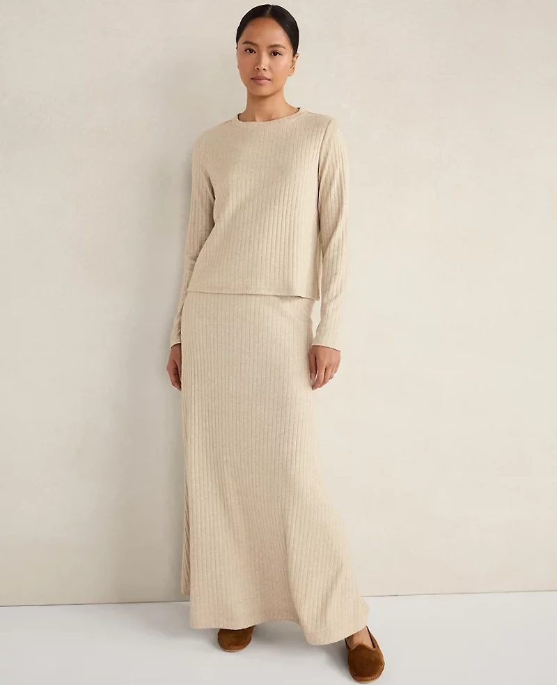 Ann Taylor Haven Well Within Lurex Rib Knit Top Champagne Metallic Women's