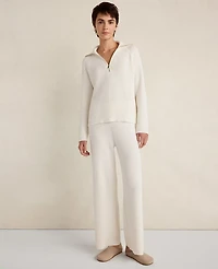 Ann Taylor Haven Well Within Organic Cotton Cashmere Waffle Pullover Ivory Women's