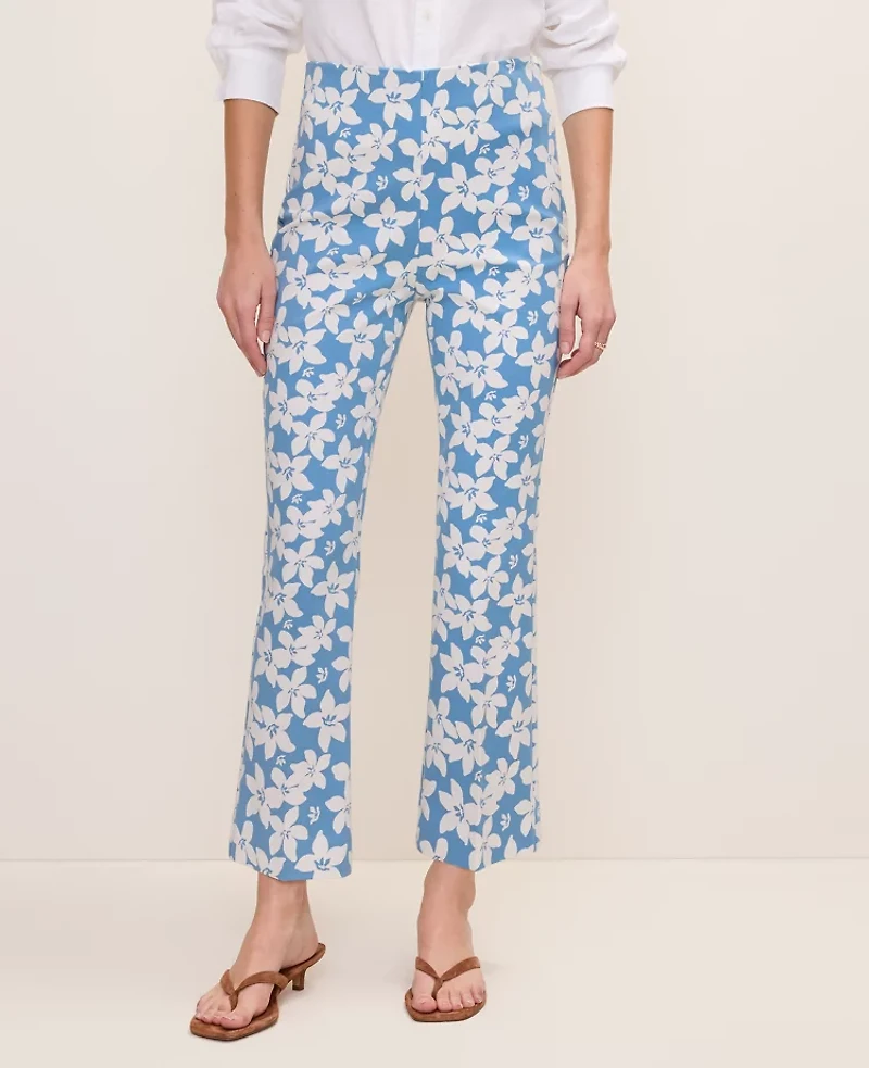 Ann Taylor The Tall Flare Ankle Pant Floral Print Sea Haze B Women's