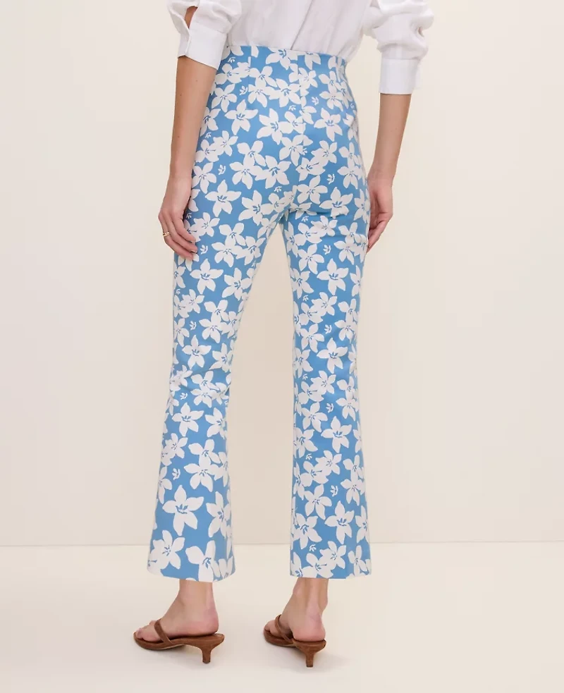 Ann Taylor The Tall Flare Ankle Pant Floral Print Sea Haze B Women's