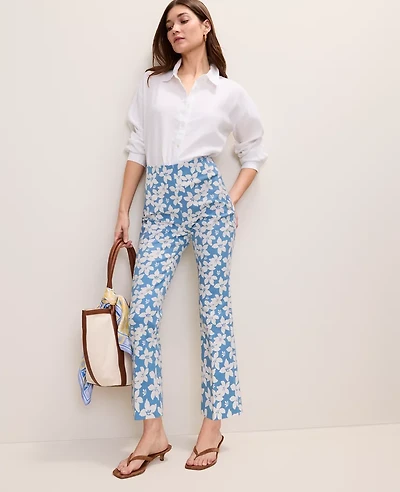 Ann Taylor The Tall Flare Ankle Pant Floral Print Sea Haze B Women's