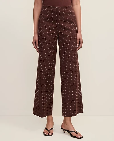 Ann Taylor The Petite Grace Pant Micro Dot — Curvy Fit Rich Walnut Women's