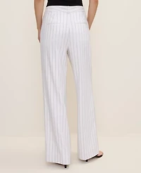 Ann Taylor The Pinstripe Wide-Leg Pant Linen Blend White Women's