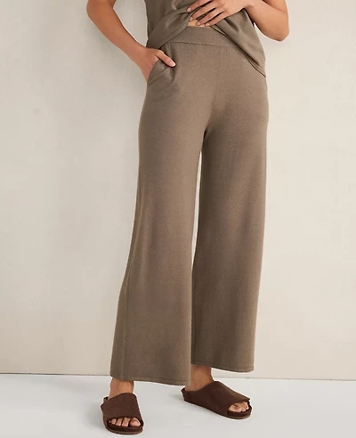 Ann Taylor Haven Well Within Relaxed Jersey Wide Leg Pants Saddle Brown Women's