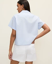 Ann Taylor Weekend Button Down Shirt Frozen Blue Women's