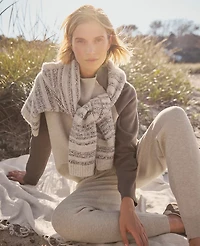 Ann Taylor Haven Well Within Cashmere Striped Crewneck Slate heather Women's