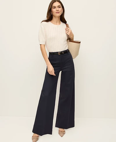 Ann Taylor The Petite Modern Wide Leg Pant Cotton Blend Night Sky Women's