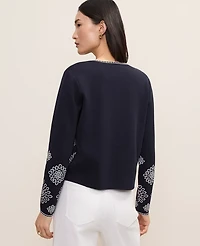 Ann Taylor Embroidered Cardigan Night Sky Women's