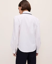Ann Taylor Scalloped Trim Shirt White Women's