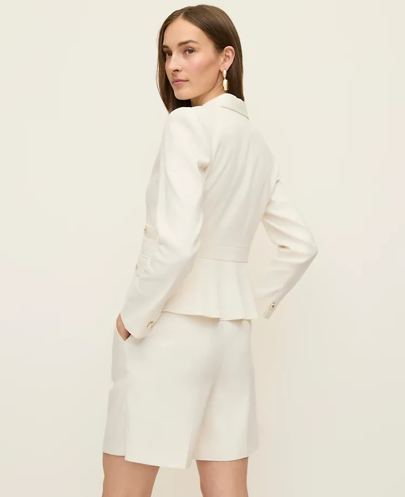 Ann Taylor The Petite Peplum Back Blazer Linen Blend Winter White Women's