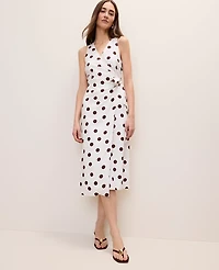 Ann Taylor Polka Dot Linen Blend Sheath Dress White Women's