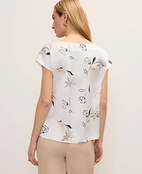 Ann Taylor Floral Satin Cowl Neck Top B Cool Sesame Women's