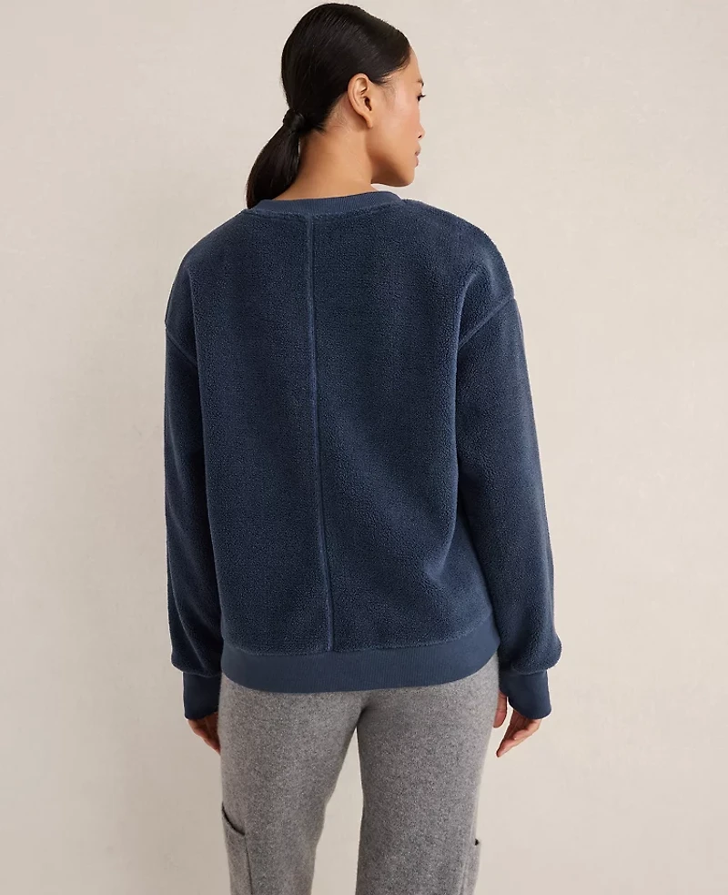 Ann Taylor Haven Well Within Sherpa Sweatshirt North Sea Blue Women's