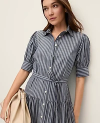 Ann Taylor Striped Shirtdress Indigo Dusk Women's