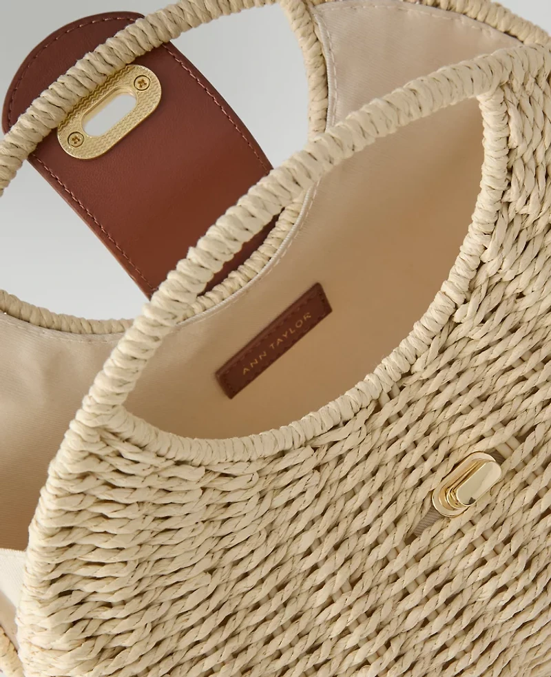 Ann Taylor Rattan Crossbody Bag Natural Women's