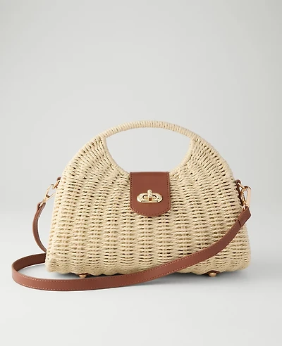 Ann Taylor Rattan Crossbody Bag Natural Women's