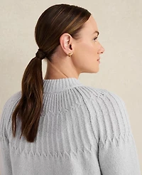 Ann Taylor Haven Well Within Organic Cotton Blend Fair Isle Stitch Bomber Glacier Freeze Women's