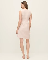 Ann Taylor Tweed Button Pocket Shift Dress Blush Haze Women's