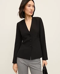 Ann Taylor P V NECK PEPLUM JACKET_ALLEY CREPE Black Women's