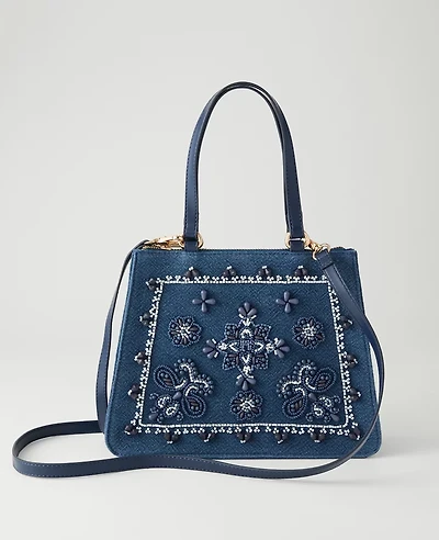 Ann Taylor Beaded Crossbody Bag Night Sky Women's