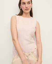 Ann Taylor Petite Tweed Button Pocket Shift Dress Blush Haze Women's