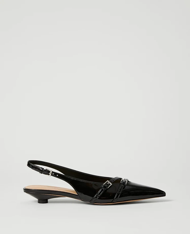 Ann Taylor Strappy Patent Slingback Pump Black Women's