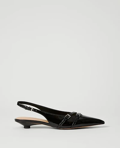 Ann Taylor Strappy Patent Slingback Pump Black Women's