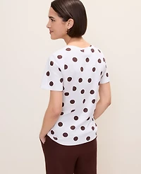 Ann Taylor Polka Dot Crew Neck T-Shirt White Women's