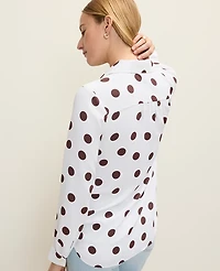 Ann Taylor Polka Dot Camp Shirt White Women's