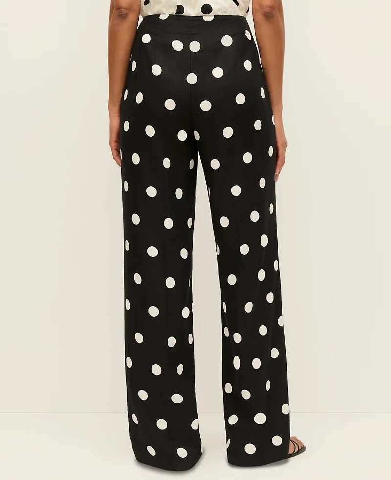 Ann Taylor The Dotted Side Zip Pant Linen Black Women's