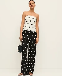 Ann Taylor The Dotted Side Zip Pant Linen Black Women's