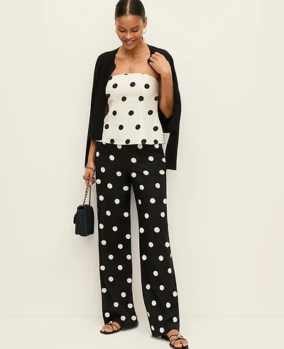 Ann Taylor The Dotted Side Zip Pant Linen Black Women's
