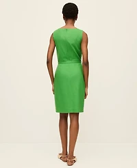 Ann Taylor The Belted Shift Dress Linen Blend Palm Green Women's