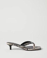 Ann Taylor Snake Print Flip Flop Heel Sandal Black Women's