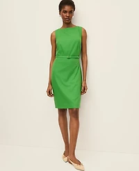 Ann Taylor The Petite Belted Shift Dress Linen Blend Palm Green Women's