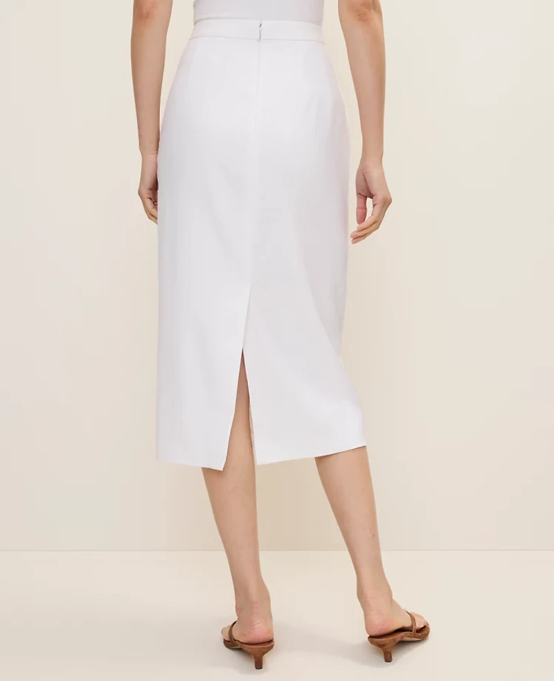 Ann Taylor The Column Midi Skirt in Linen Blend Size 2 White Women's