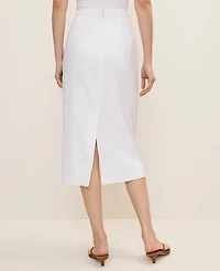 Ann Taylor The Column Midi Skirt in Linen Blend Size 2 White Women's