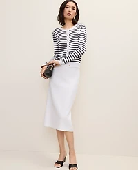 Ann Taylor The Column Midi Skirt in Linen Blend Size 2 White Women's