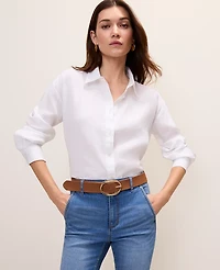 Ann Taylor Linen Button Down Shirt Women's