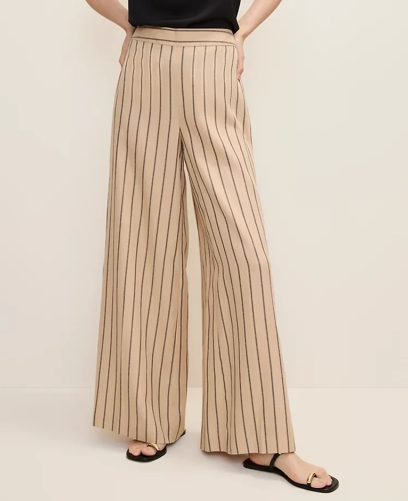 Ann Taylor The Petite Statement Palazzo Pant Stripes Warm Burlap Women's
