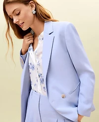 Ann Taylor The Petite Wrap Effect Blazer Textured Crepe Blue Hydrangea Women's